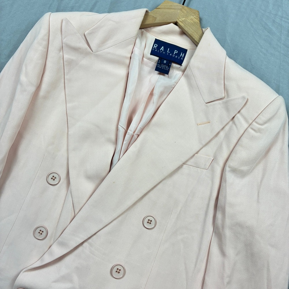 Ralph Ralph Lauren Double Breasted Bazer Womens 8 Pink Rayon USA 6x1 FLAWS